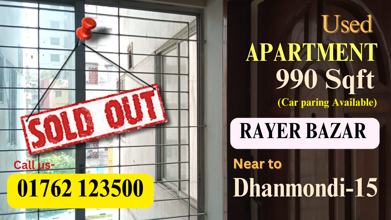 1265 and 990 Sq.Ft used flat for sale near Dhanmondi-15, Rayer Bazar High School